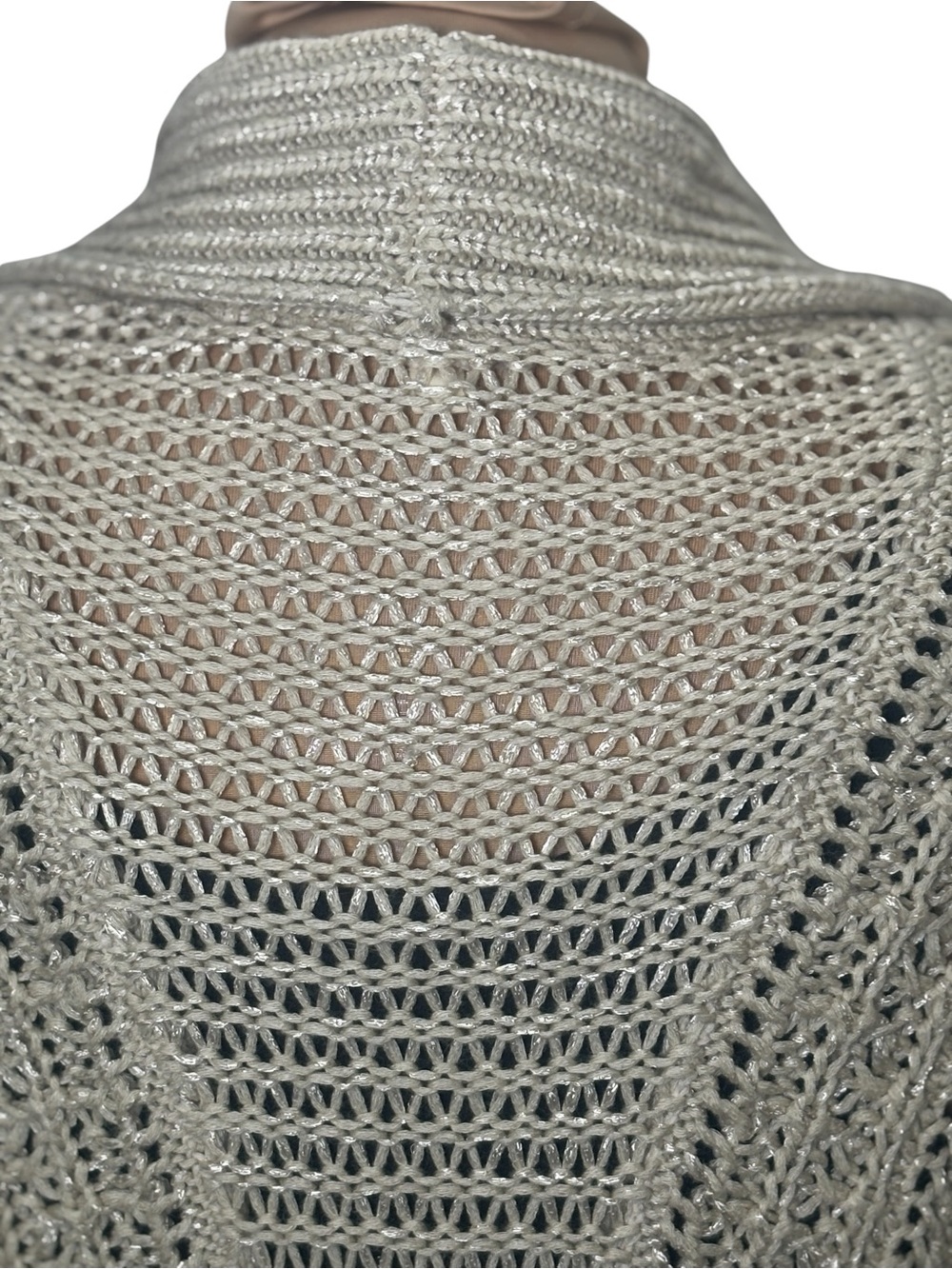 Moth Anthropologie Cream Open Knit Cardigan Crochet Sweater Vest Boho M/L - Picture 6 of 10